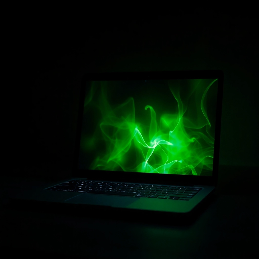 green laptop